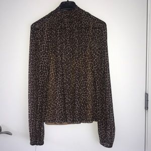 Mock Neck Double Layered leopard blouse